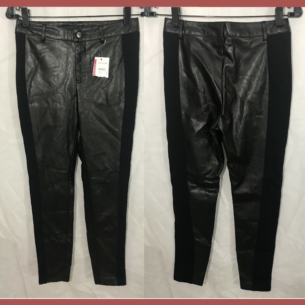 NEW Alice And Olivia Mixed‎ Media Faux Legging Pants Black [ SZ 2 ]